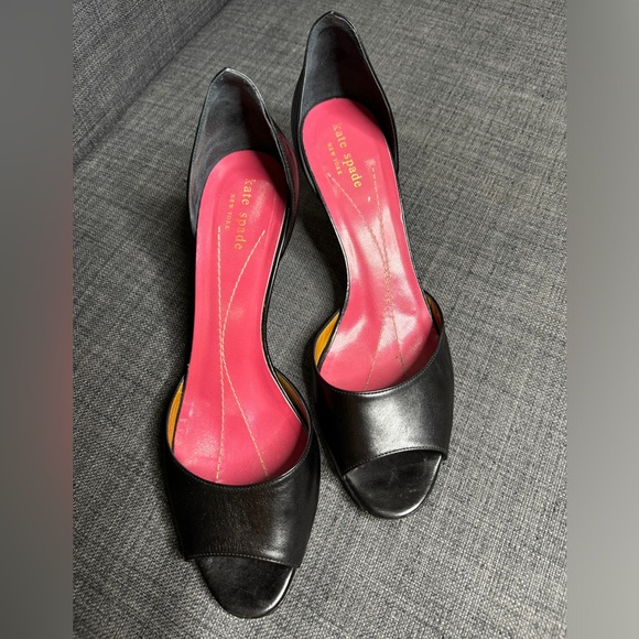 Kate Spade kitten heels black open toe heels - Picture 4 of 6